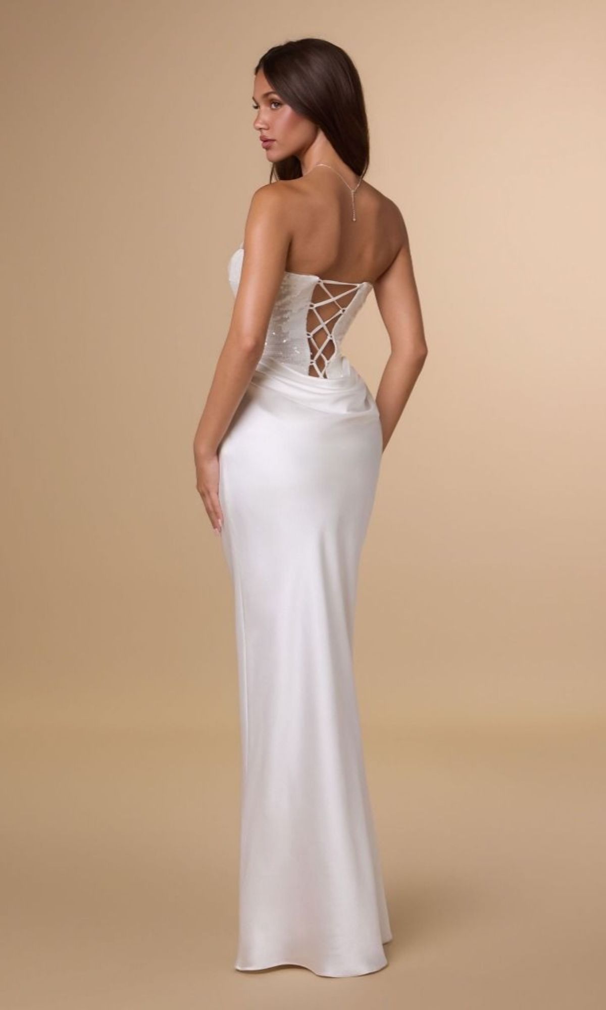 Amoris Long Off-White Prom Dress T744W