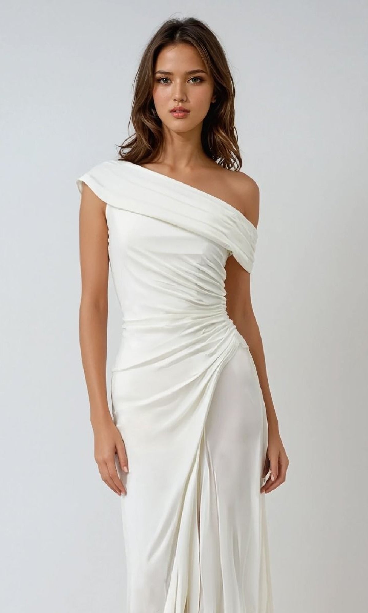 LaDivine T805W Long Bridal Gown Simple Wedding Dress - White / 10 LaDivine T805W Long Bridal Gown Simple Wedding Dress - White / 10