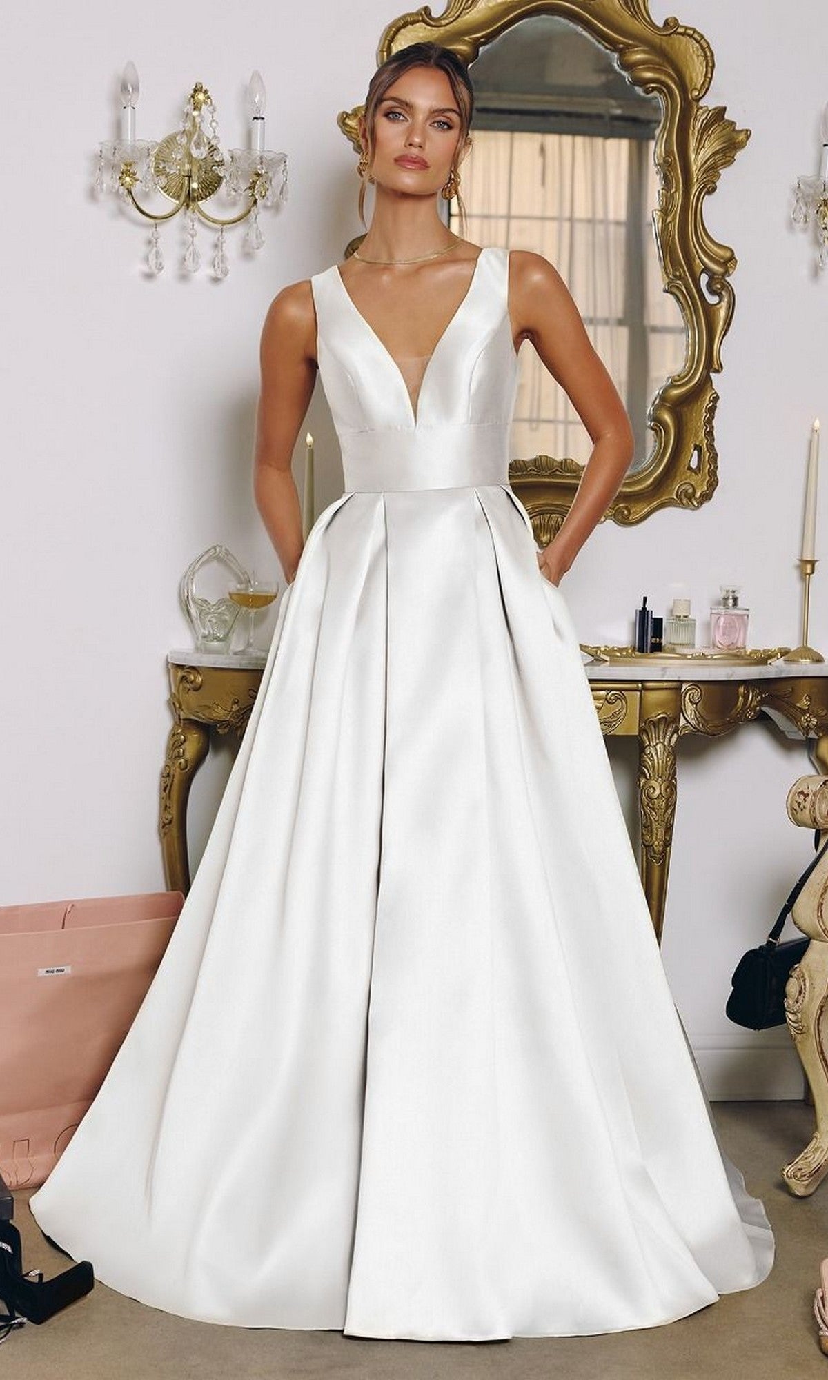 Off White Amoris Long Prom Dress t814w - Image