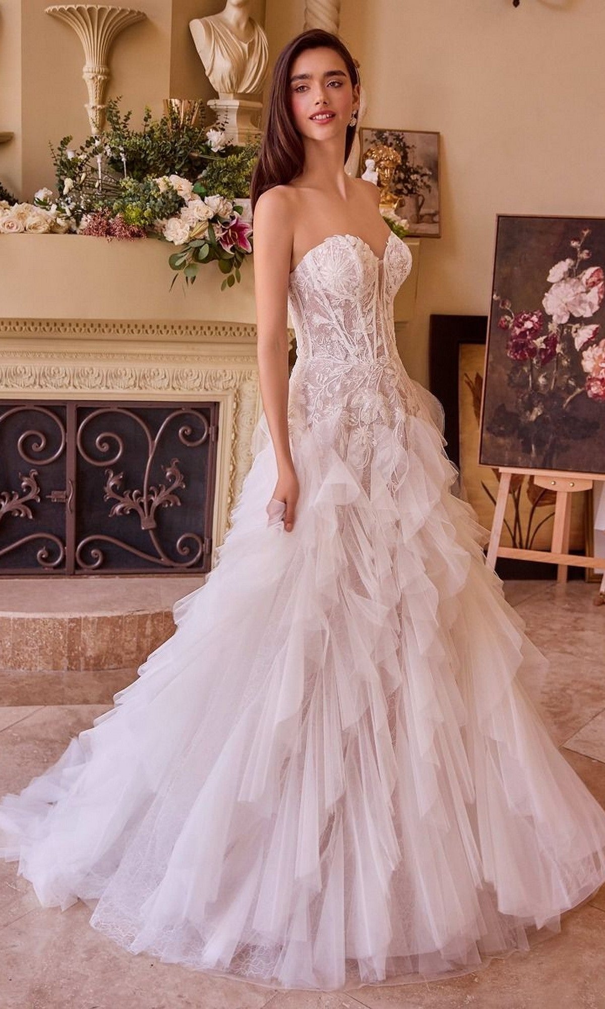 Off White/Nude Andrea and Leo Long Formal Dress WL016 - Image