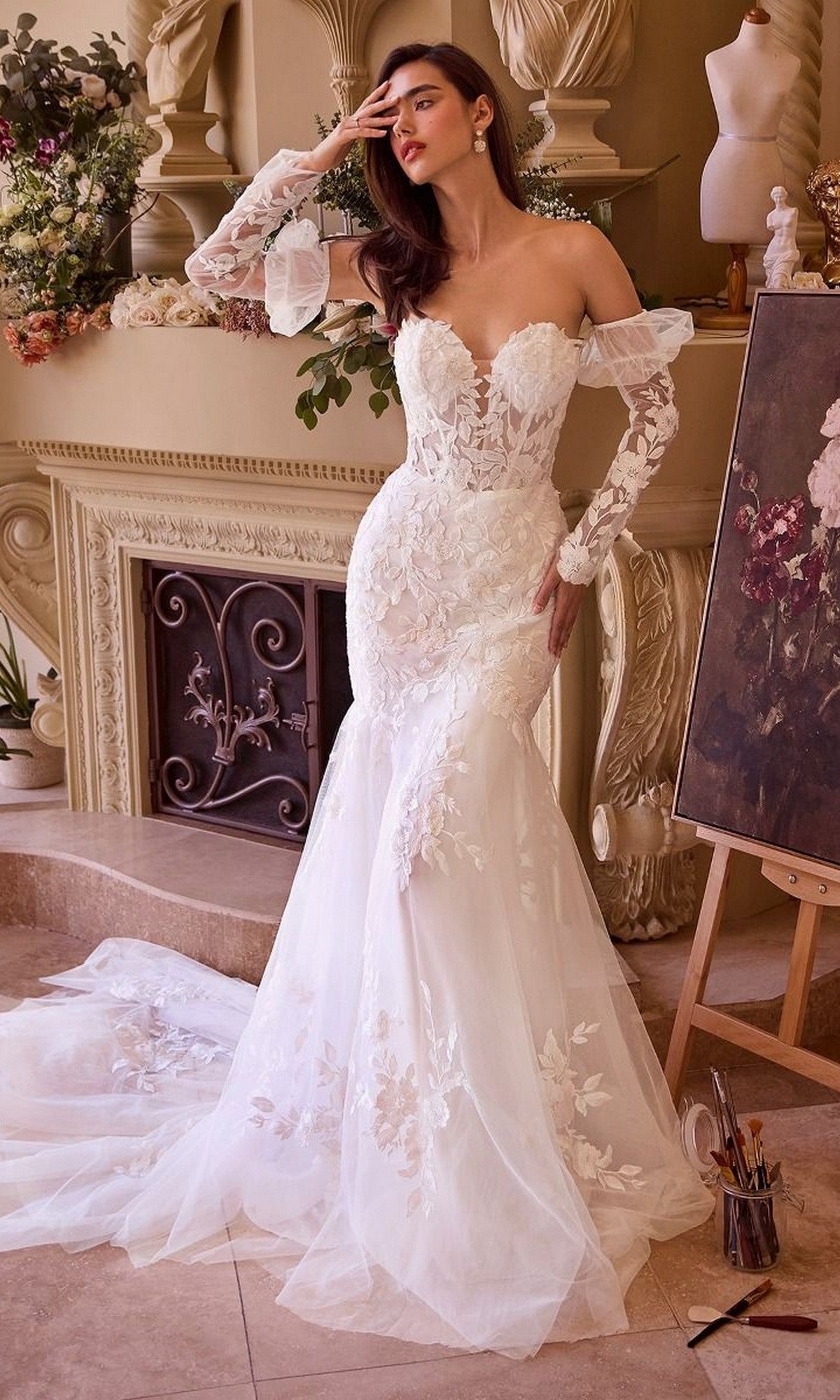 Off White Andrea and Leo Long Formal Dress WL033 - Image
