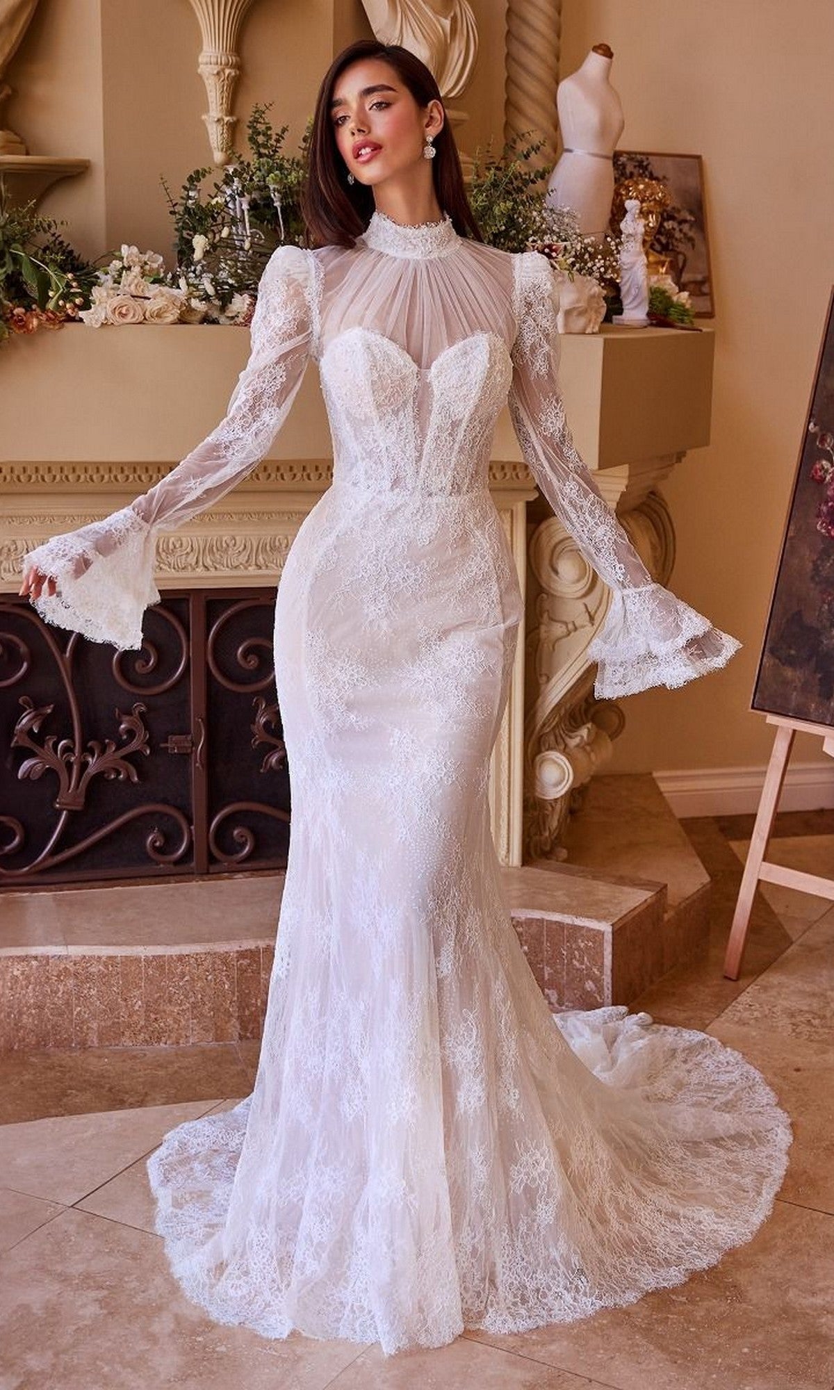Off White/Nude Andrea and Leo Long Formal Dress WL042 - Image