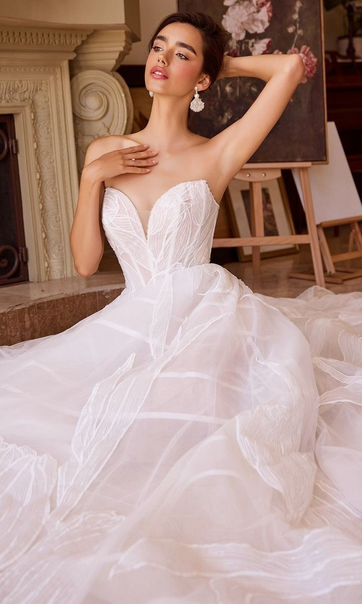Off White/Nude Andrea and Leo Long Formal Dress WL043 - Image