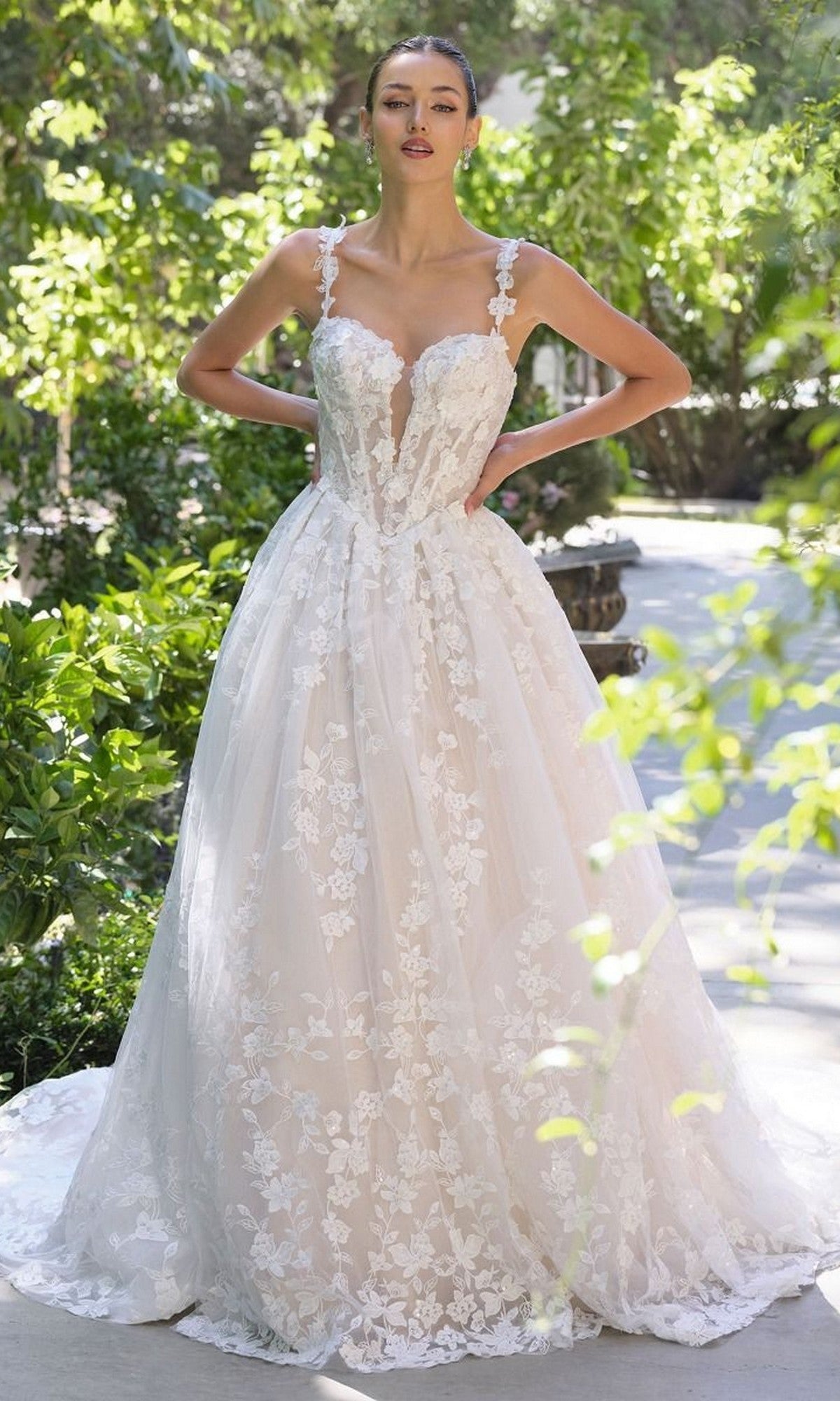 Off White/Nude Andrea and Leo Long Formal Dress WL058 - Image