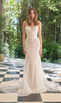 Off White/Nude Andrea and Leo Long Formal Dress WL060 - Image