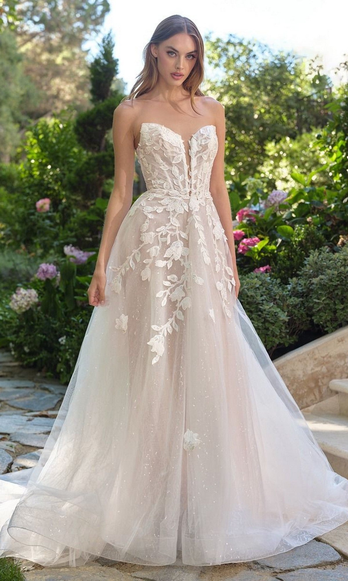 Off White/Nude Andrea and Leo Long Formal Dress WL070 - Image