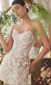 Off White/Nude Andrea and Leo Short Cocktail Dress WL084 - Image