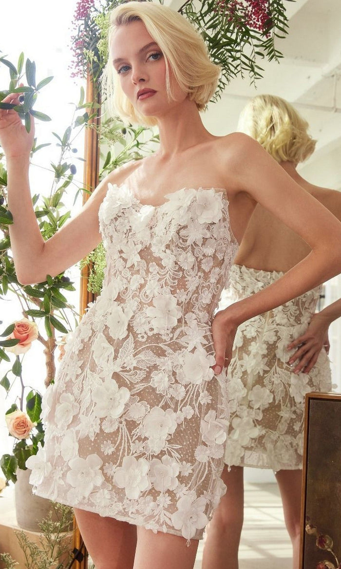 Off White/Nude Andrea and Leo Short Cocktail Dress WL085