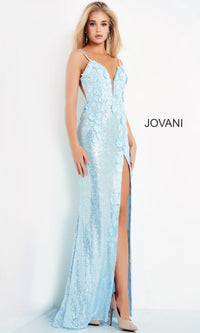 Jovani Long Sequin Backless Prom Dress with Slit