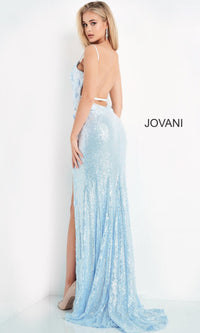 Jovani Long Sequin Backless Prom Dress with Slit