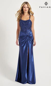 Navy Long Formal Dress 11005 by Faviana