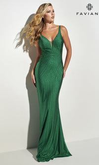Dark Emerald Long Formal Dress 11022 by Faviana