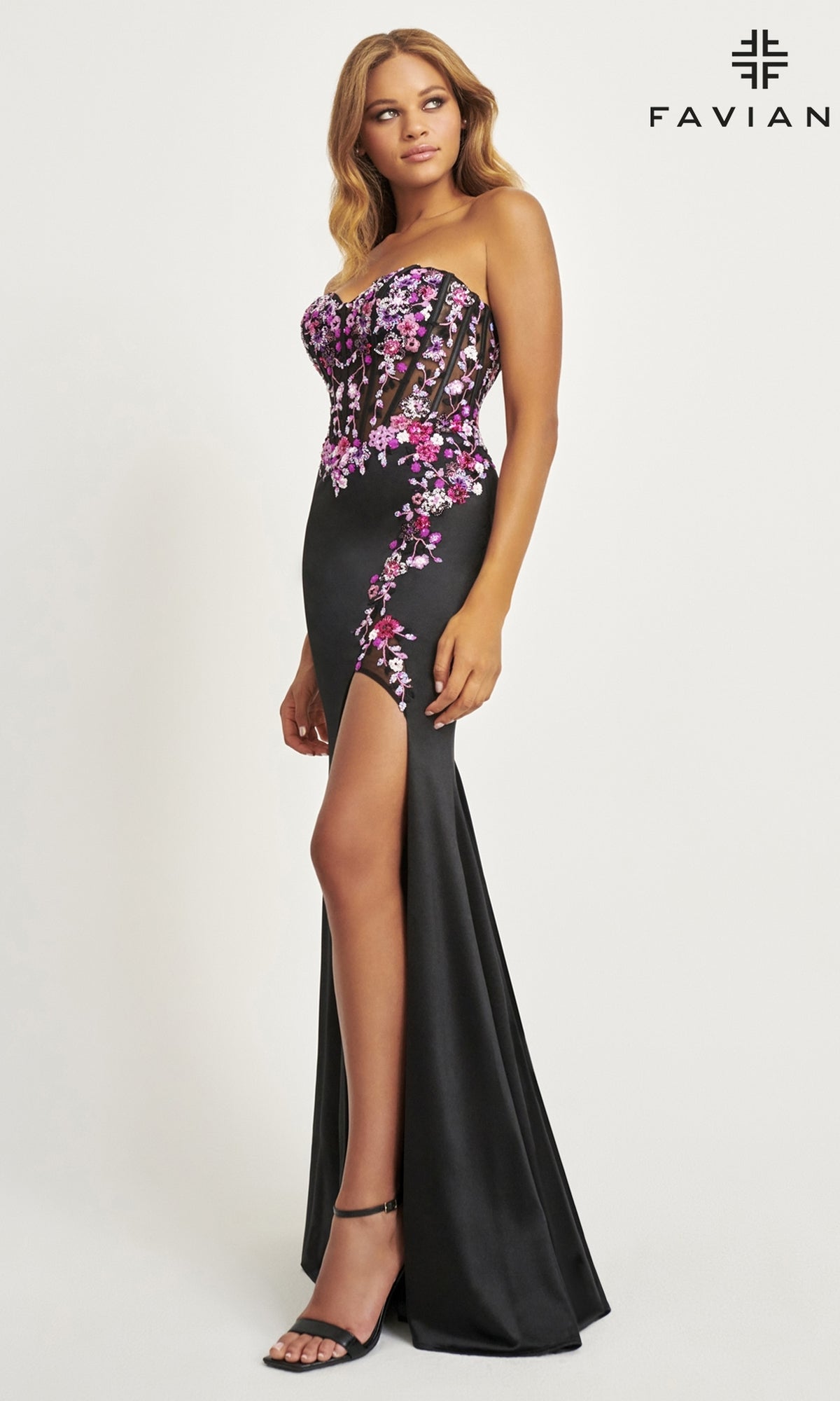Black/Fuchsia Long Formal Dress 11029 by Faviana