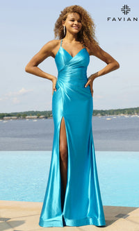 Aqua Long Formal Dress 11051 by Faviana