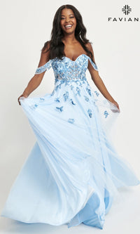 Ice Blue Long Formal Dress 11059 by Faviana