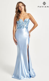 Ice Blue Long Formal Dress 11060 by Faviana