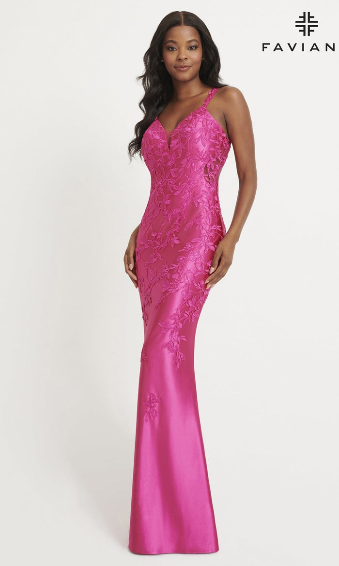 Raspberry Long Formal Dress 11082 by Faviana