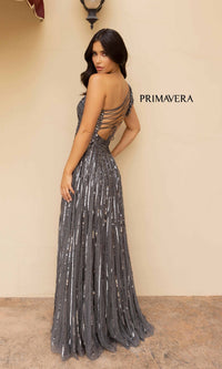  Strappy One-Shoulder Long Sequin Formal Dress12009