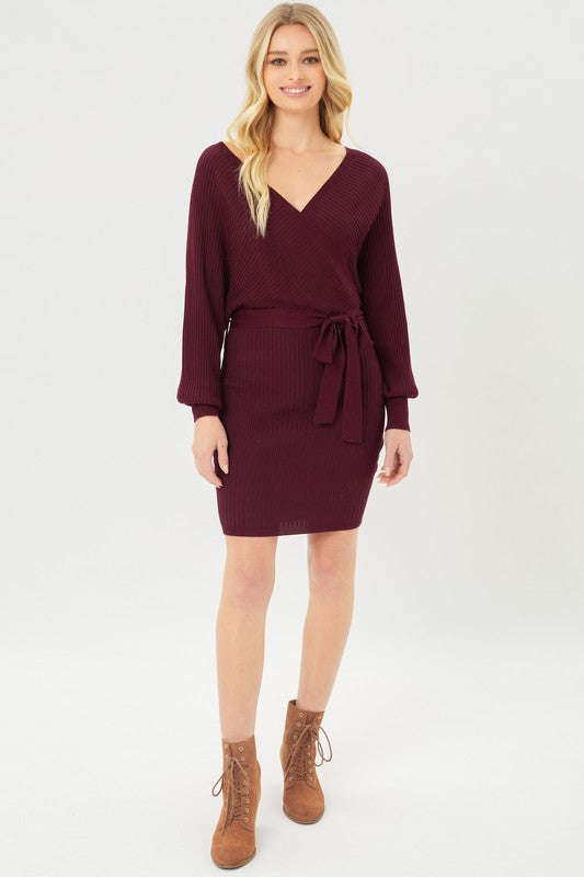  Love Tree Short Belted Knit Dress