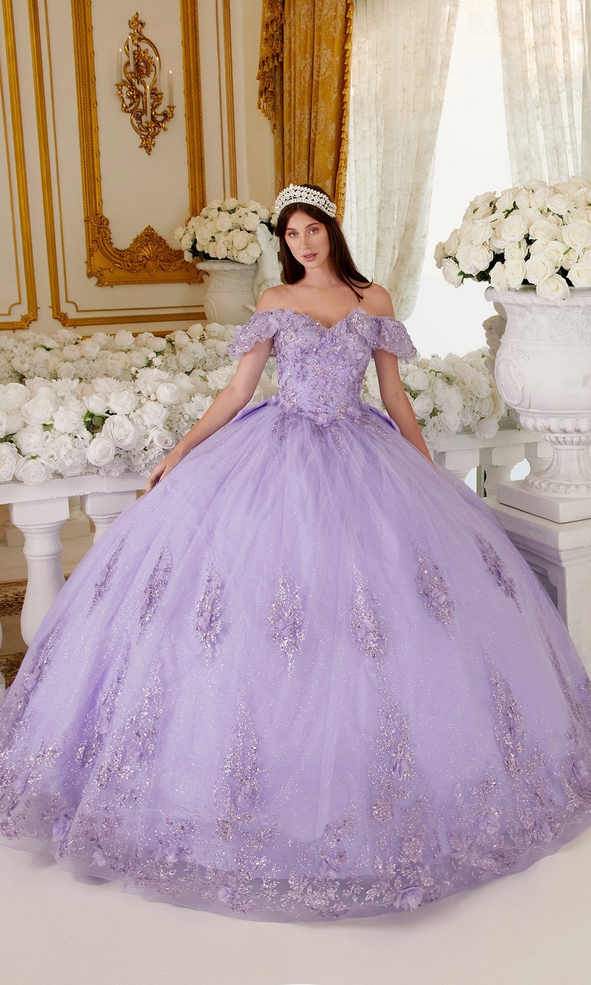 Lavender Long Ladivine 15701 Quinceanera Dress