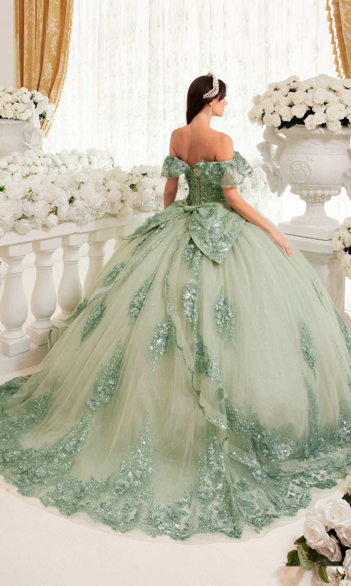 Long Ball Gown Quinceaera Dress by LaDivine 15701 - Black Gold / S Long Ball Gown Quinceaera Dress by LaDivine 15701 - Black Gold / S