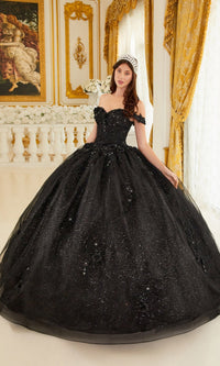 Black Long Ladivine 15702 Quinceanera Dress - Image