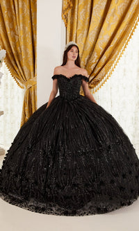 Black Long Ladivine 15704 Quinceanera Dress - Image