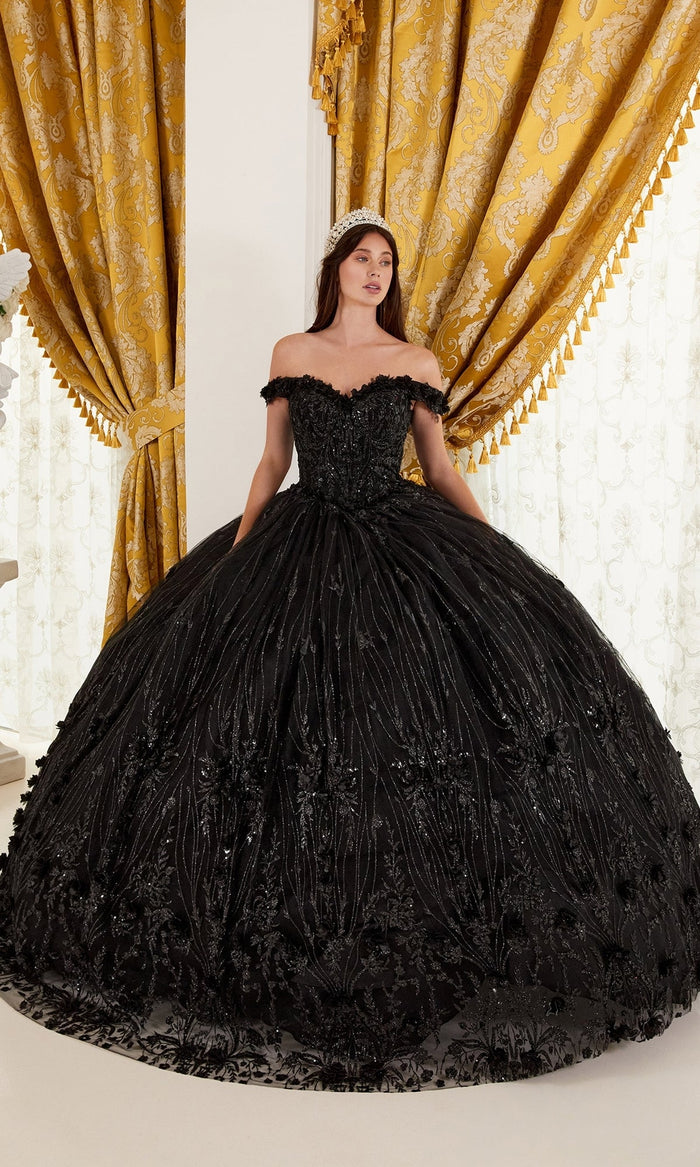 Black Long Ladivine 15704 Quinceanera Dress