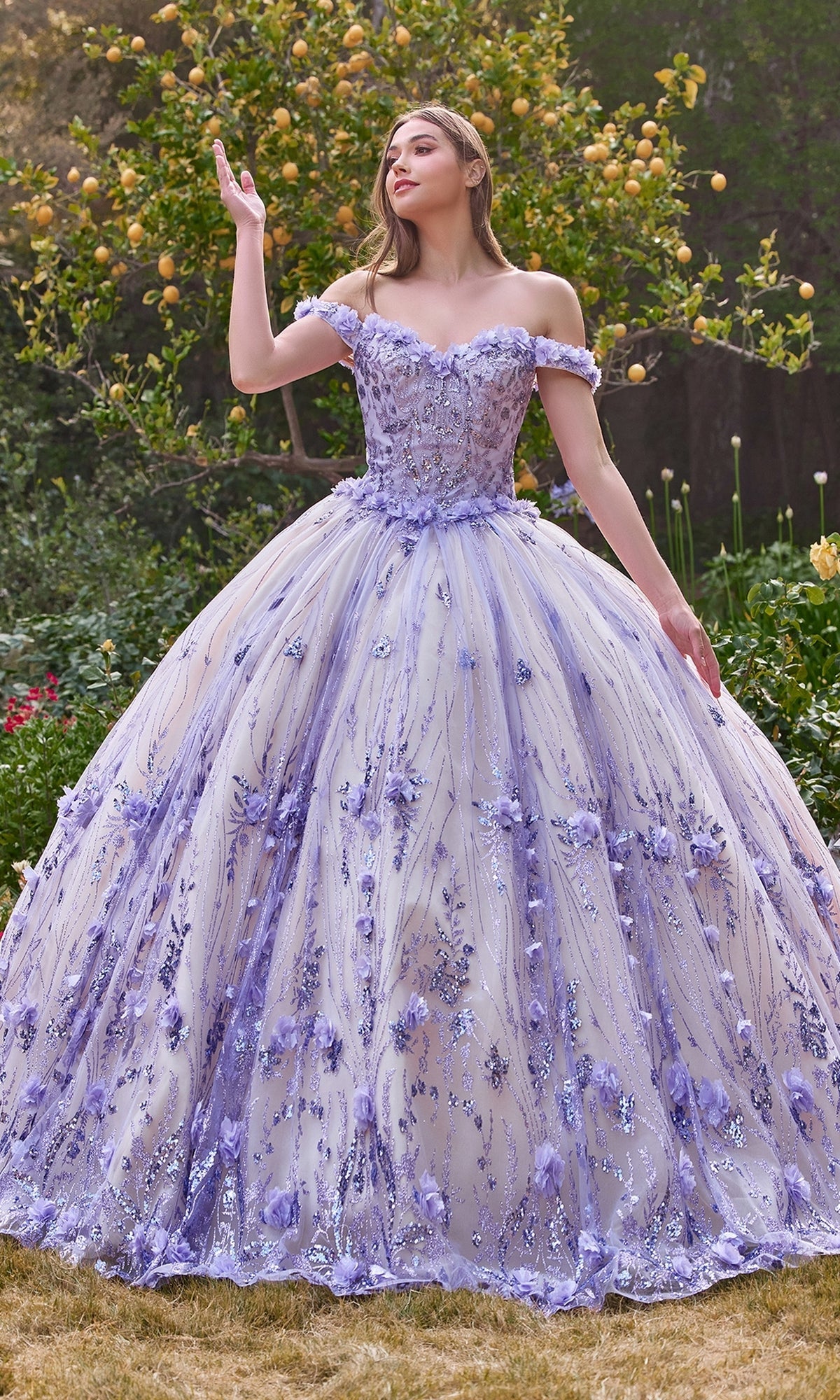 purple quince dress LadivineDress15704 Long Quinceanera Gown Lilac / XSmall