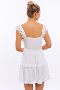  Cap-Sleeve Short Ruffled Graduation Party Dress