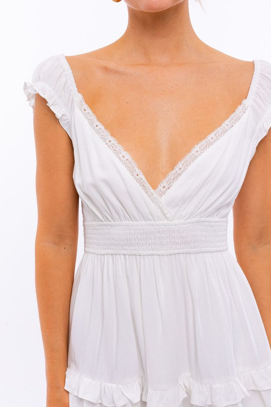  Cap-Sleeve Short Ruffled Graduation Party Dress