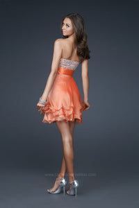  A-Line Ruffle Short Junior Prom Dress by La Femme