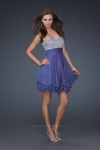 Dark Periwinkle A-Line Ruffle Short Junior Prom Dress by La Femme
