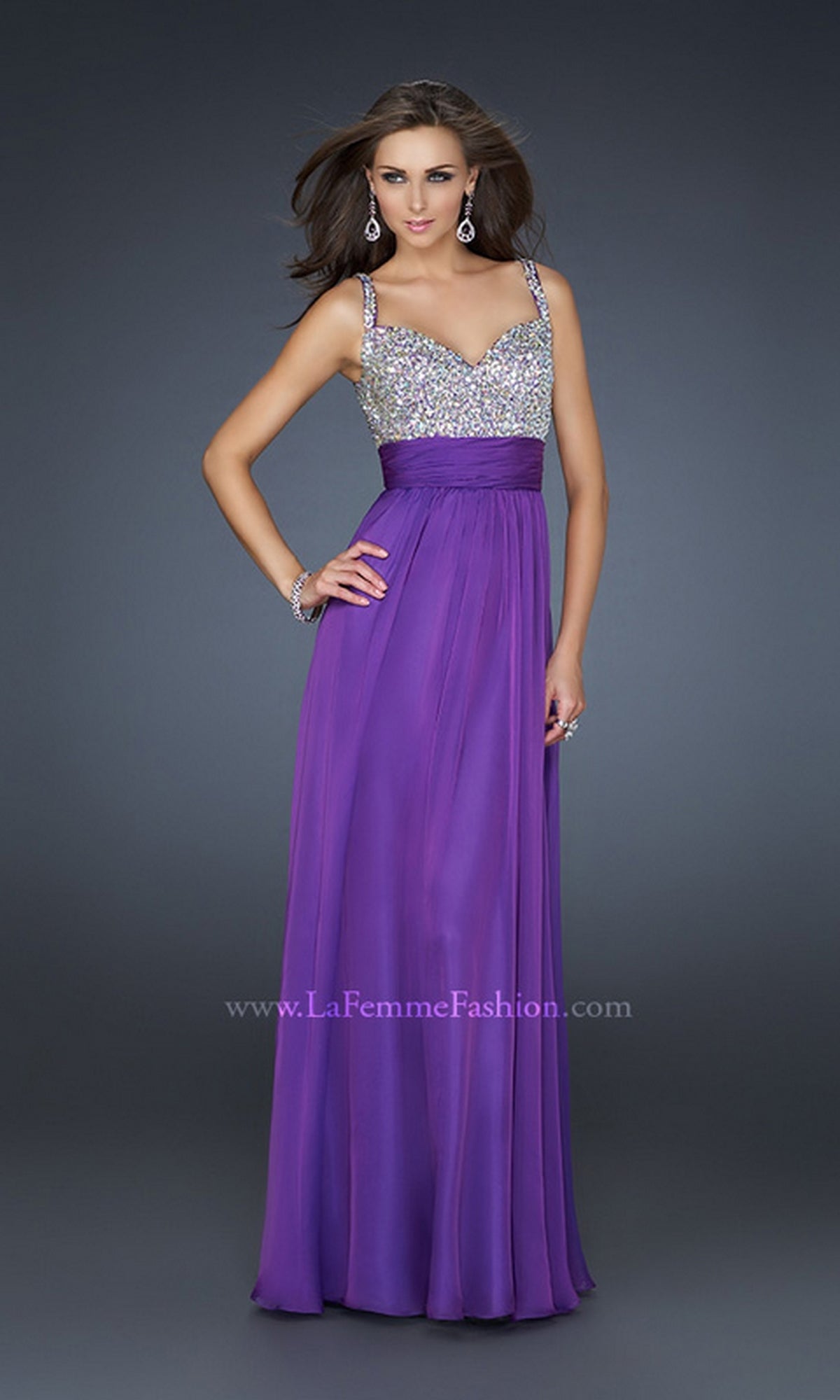 Electric Purple Long Formal La Femme Dress 16802