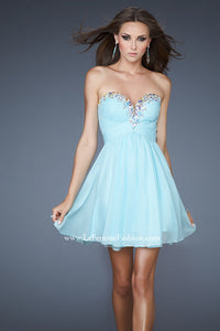 Ice Blue Short A-Line Strapless Dress 18434
