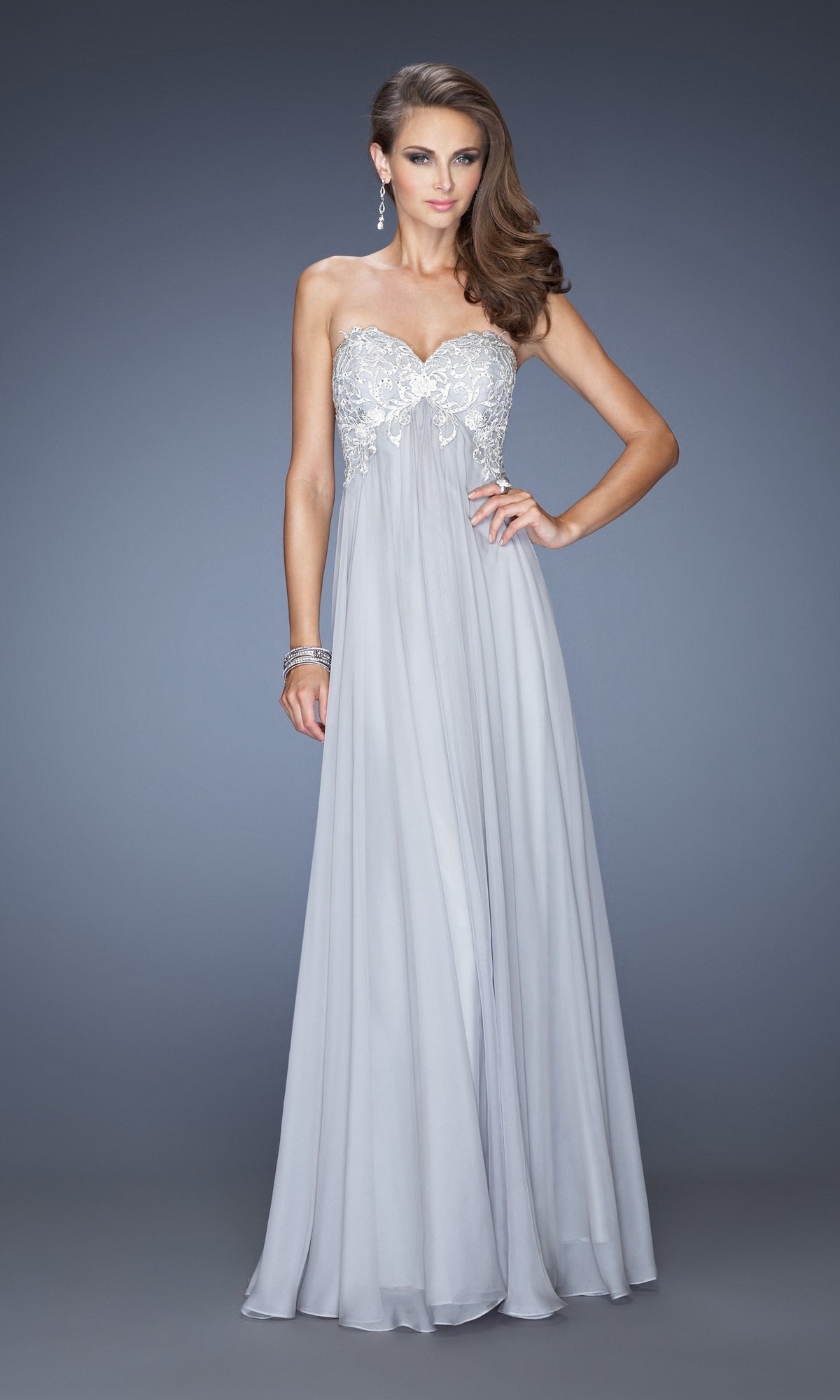 Gray/Silver Long La Femme Gown 20057