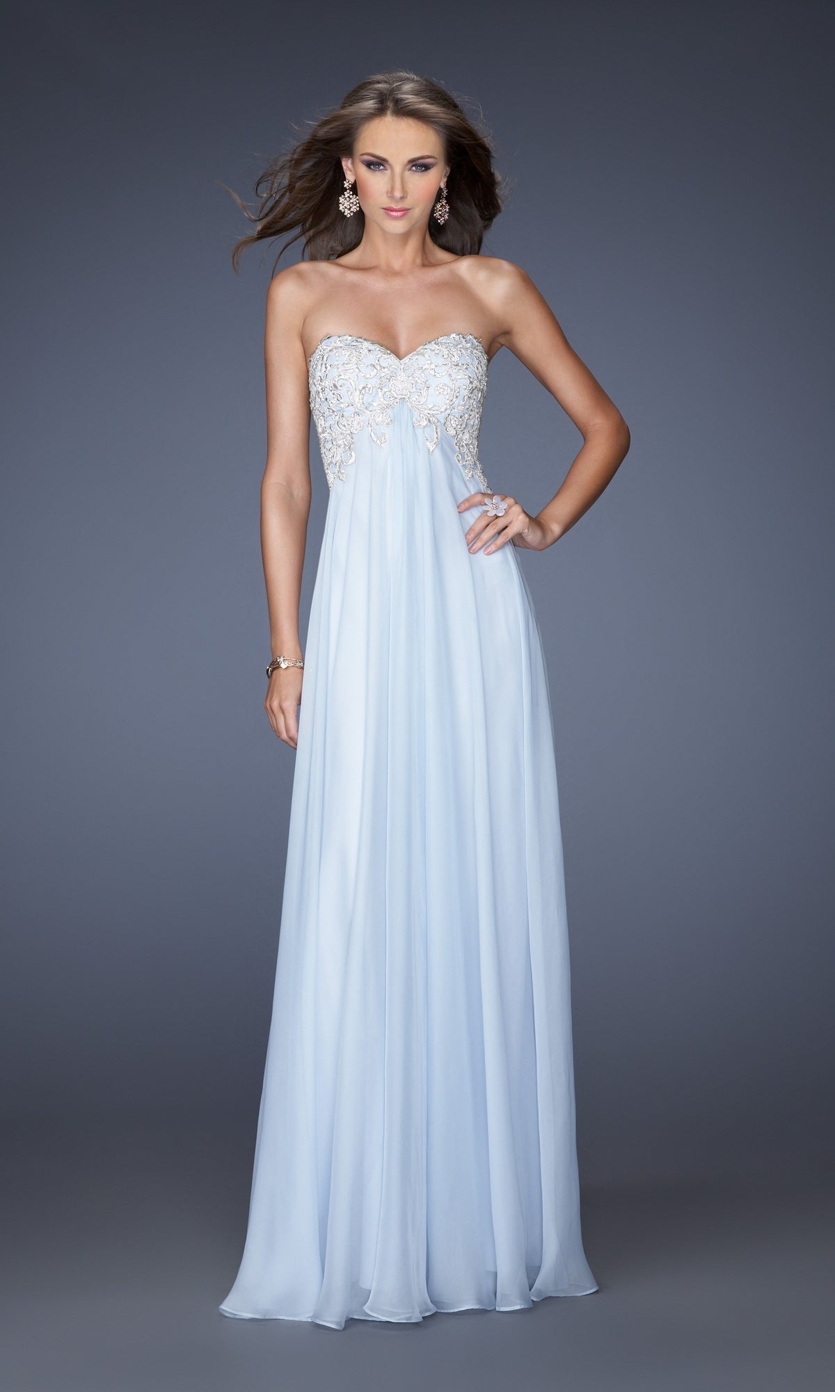 Pale Blue/Silver Long La Femme Gown 20057