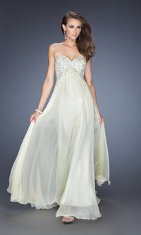 Pale Yellow/Silver Long La Femme Gown 20057