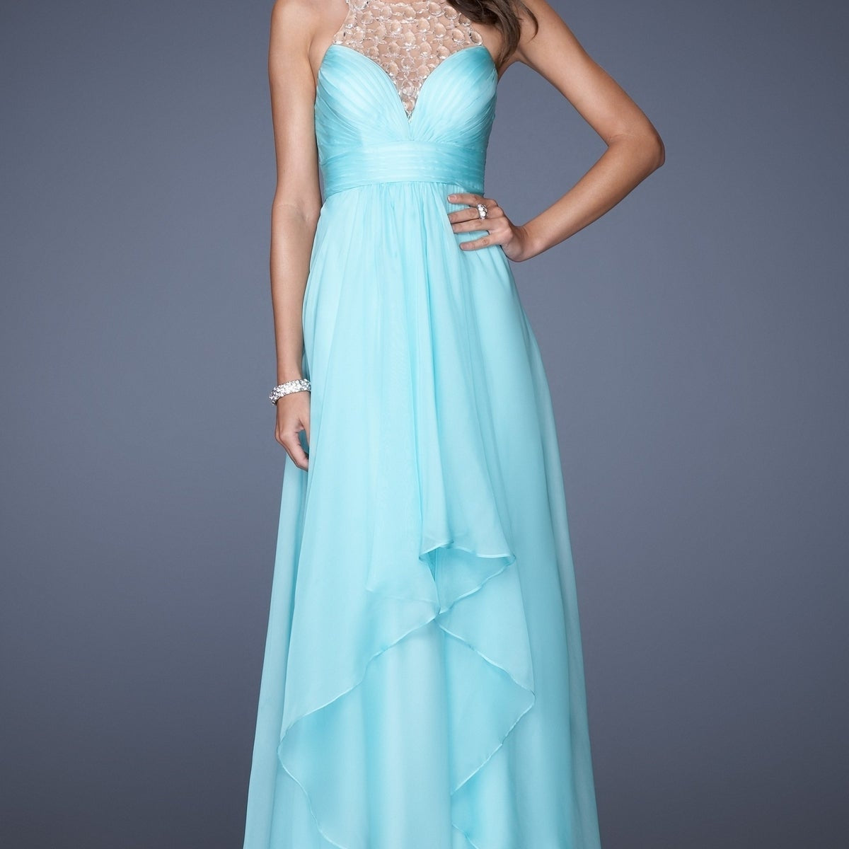 long ruffle prom dresses Amarra 88934