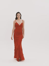 Faviana Backless Embroidered-Lace Long Prom Dress
