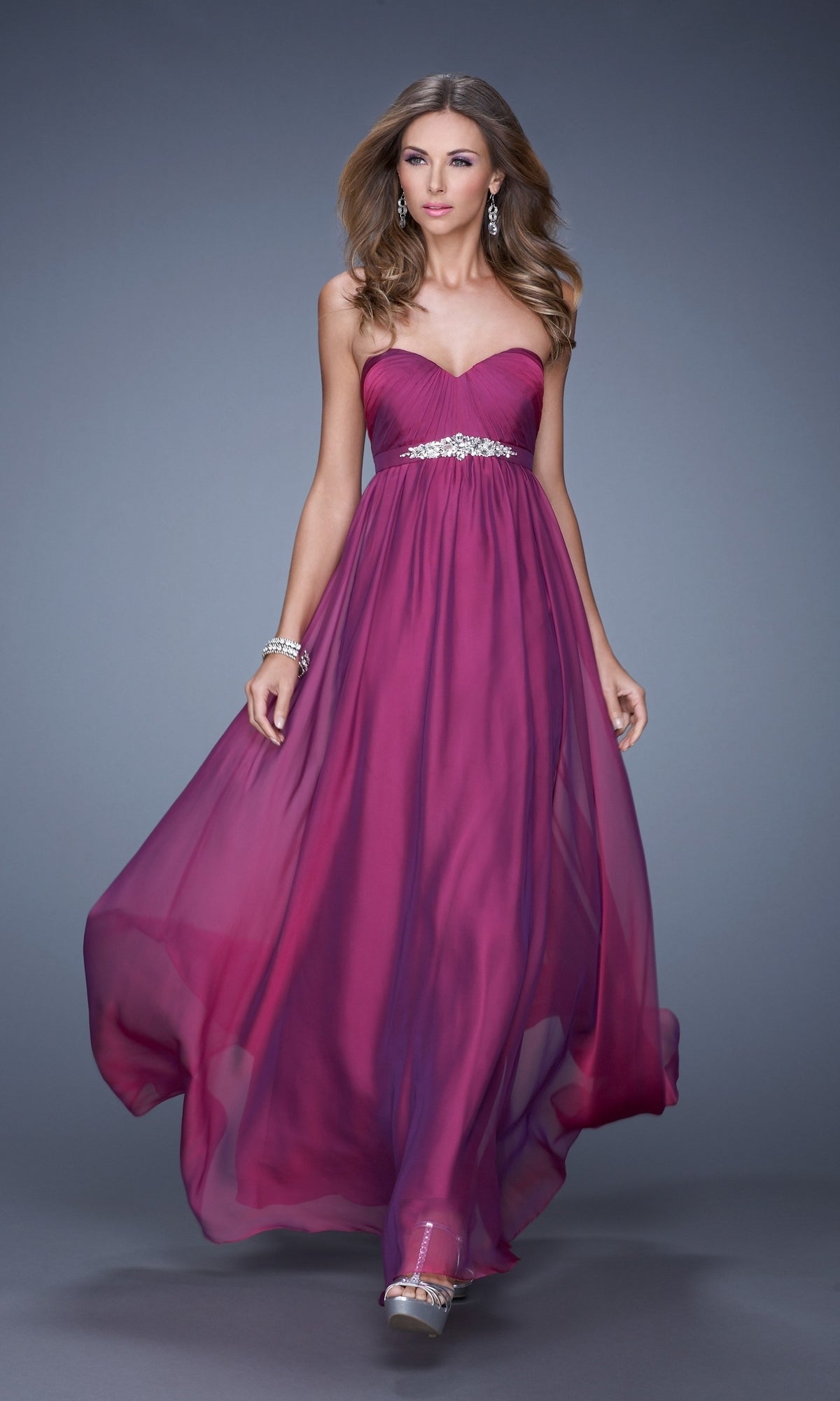 Dark Magenta Long La Femme Gown 20625