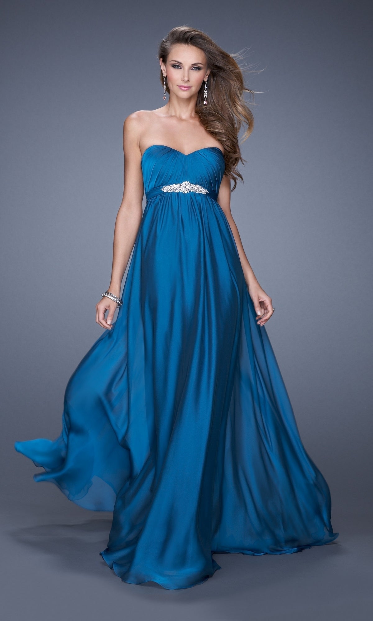 Dark Teal Long La Femme Gown 20625