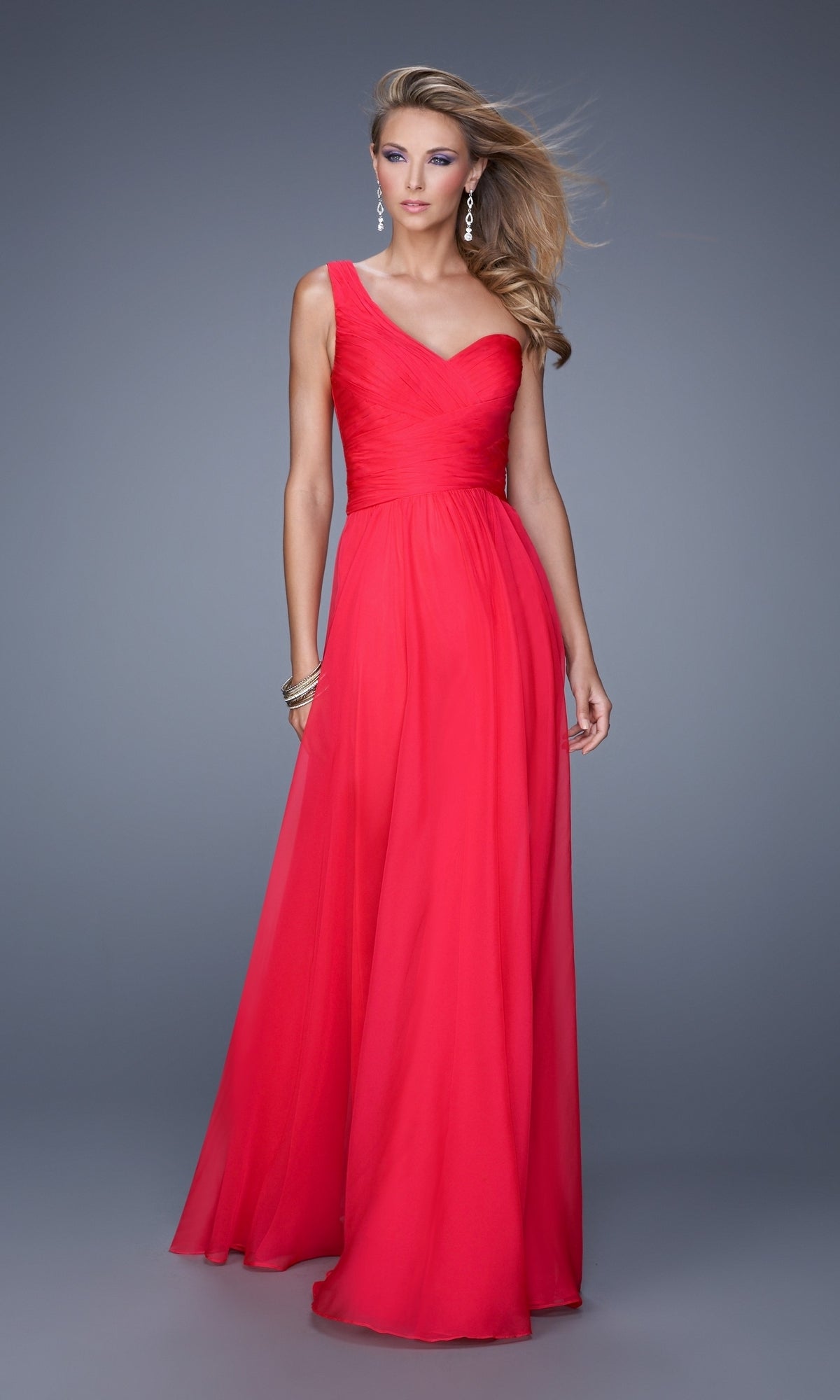 Hot Fuchsia Long La Femme Gown 20639