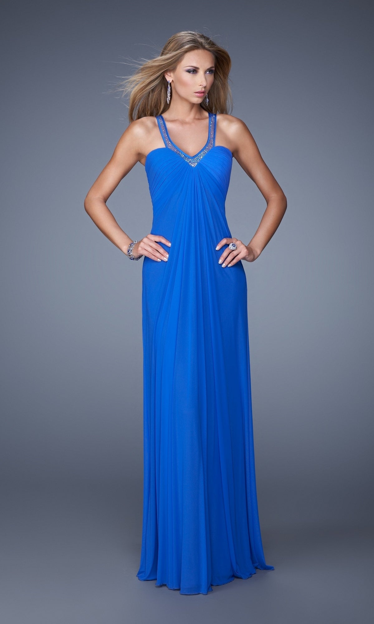 Electric Blue Long La Femme Gown 20903
