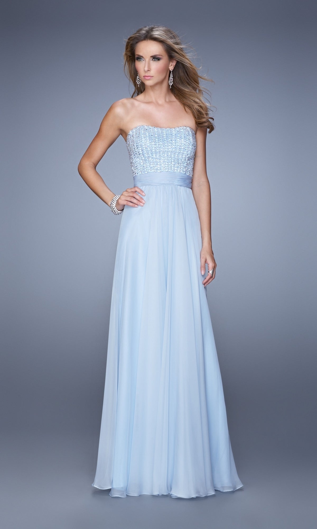Pale Blue Long La Femme Gown 21015