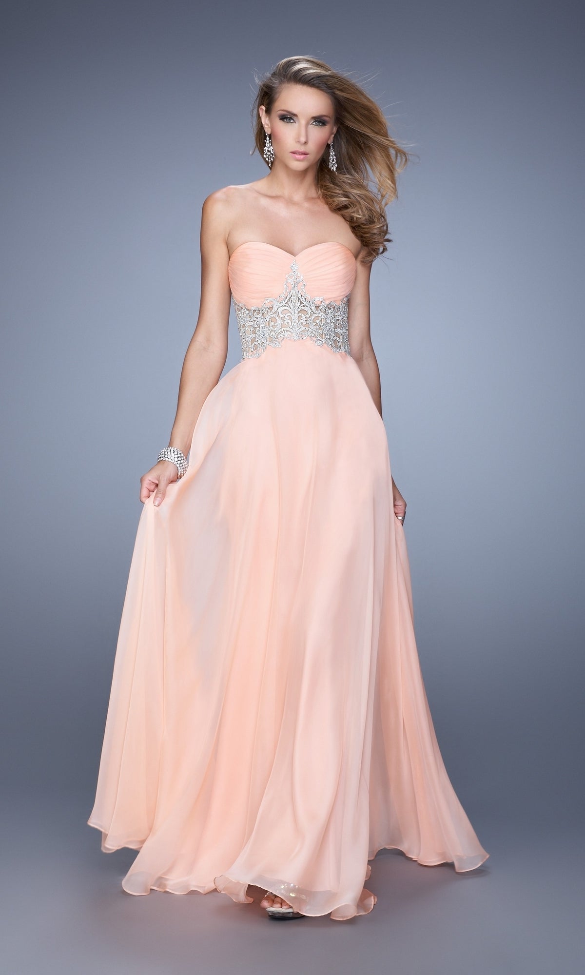 Apricot Long La Femme Gown 21022