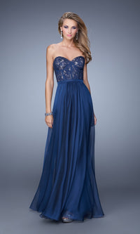 Navy Long La Femme Gown 21079