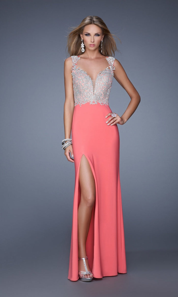 Coral Long La Femme Gown 21120