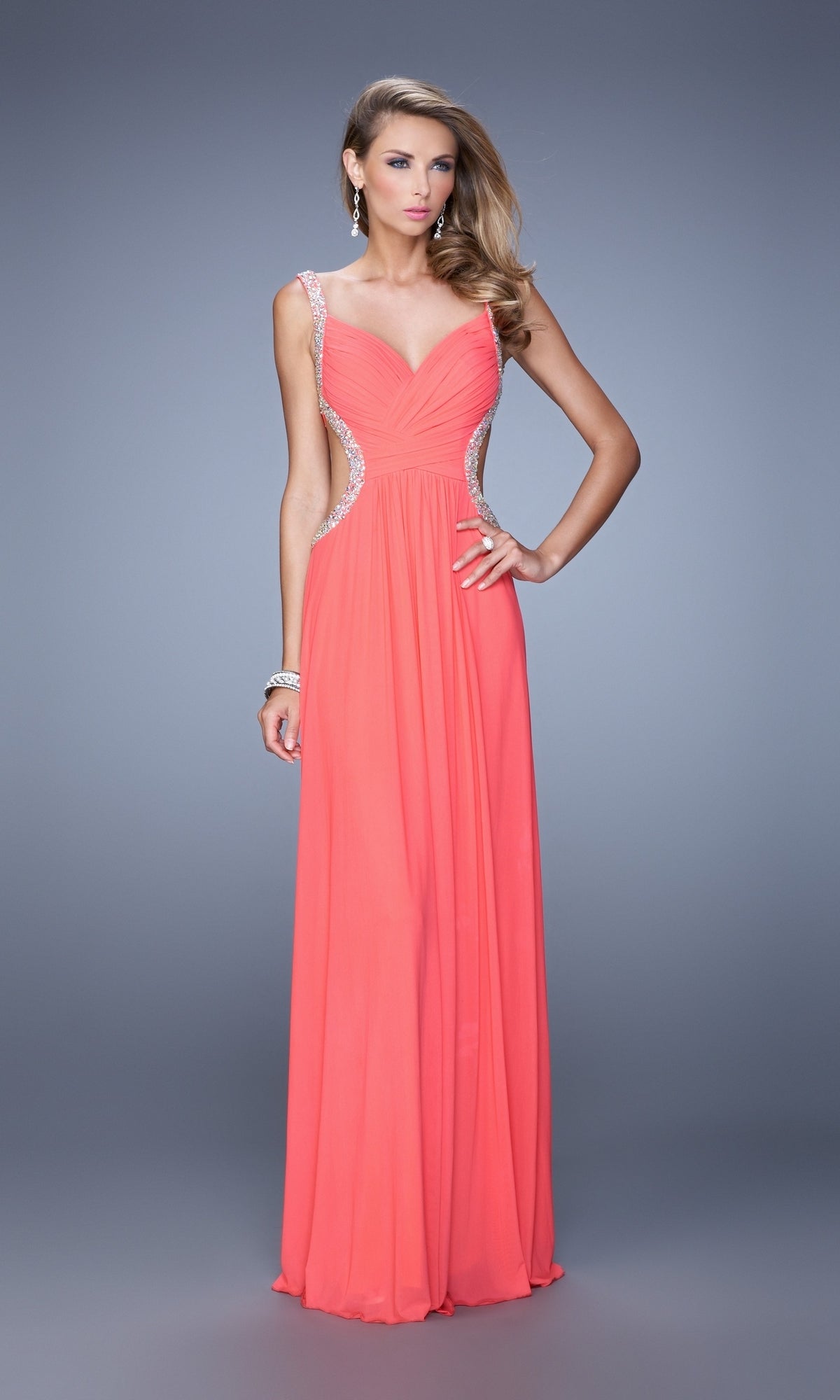 Pink Grapefruit Long La Femme Gown 21123