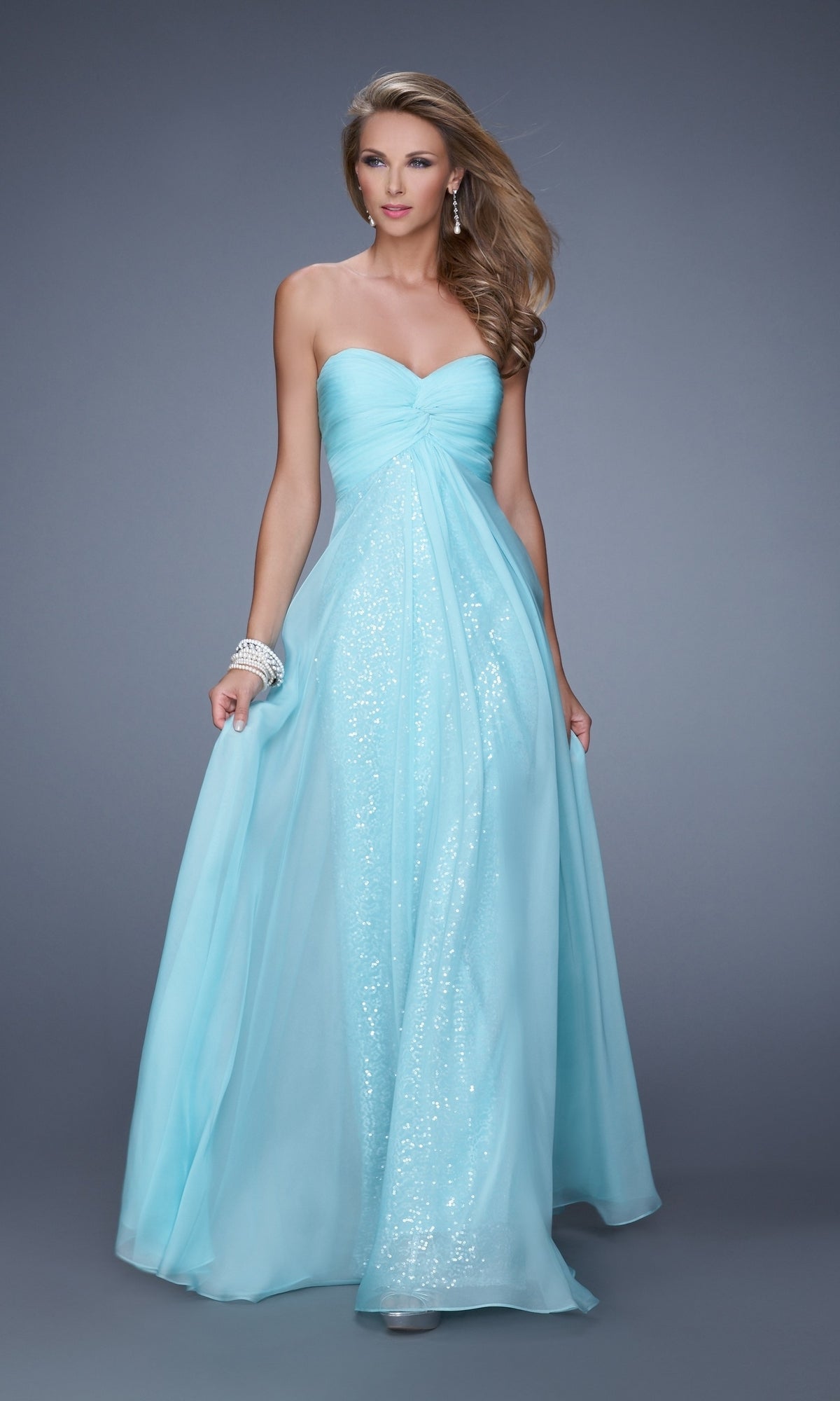 Light Mint Long La Femme Gown 21148